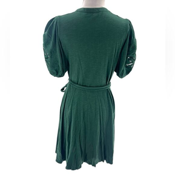 Boden embroidered jersey belted dress green sz 6 - Picture 2 of 8